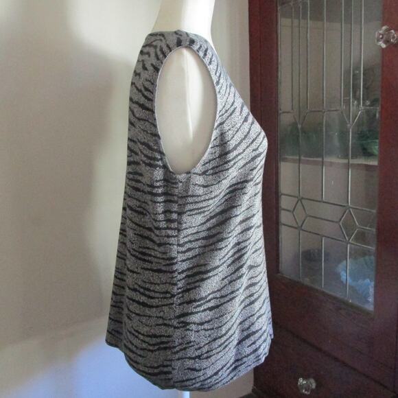 Vintage Liz Claiborne Zebra Print Cotton Cardigan Tank Set M 80s/90s Edgy Boho - Picture 7 of 17